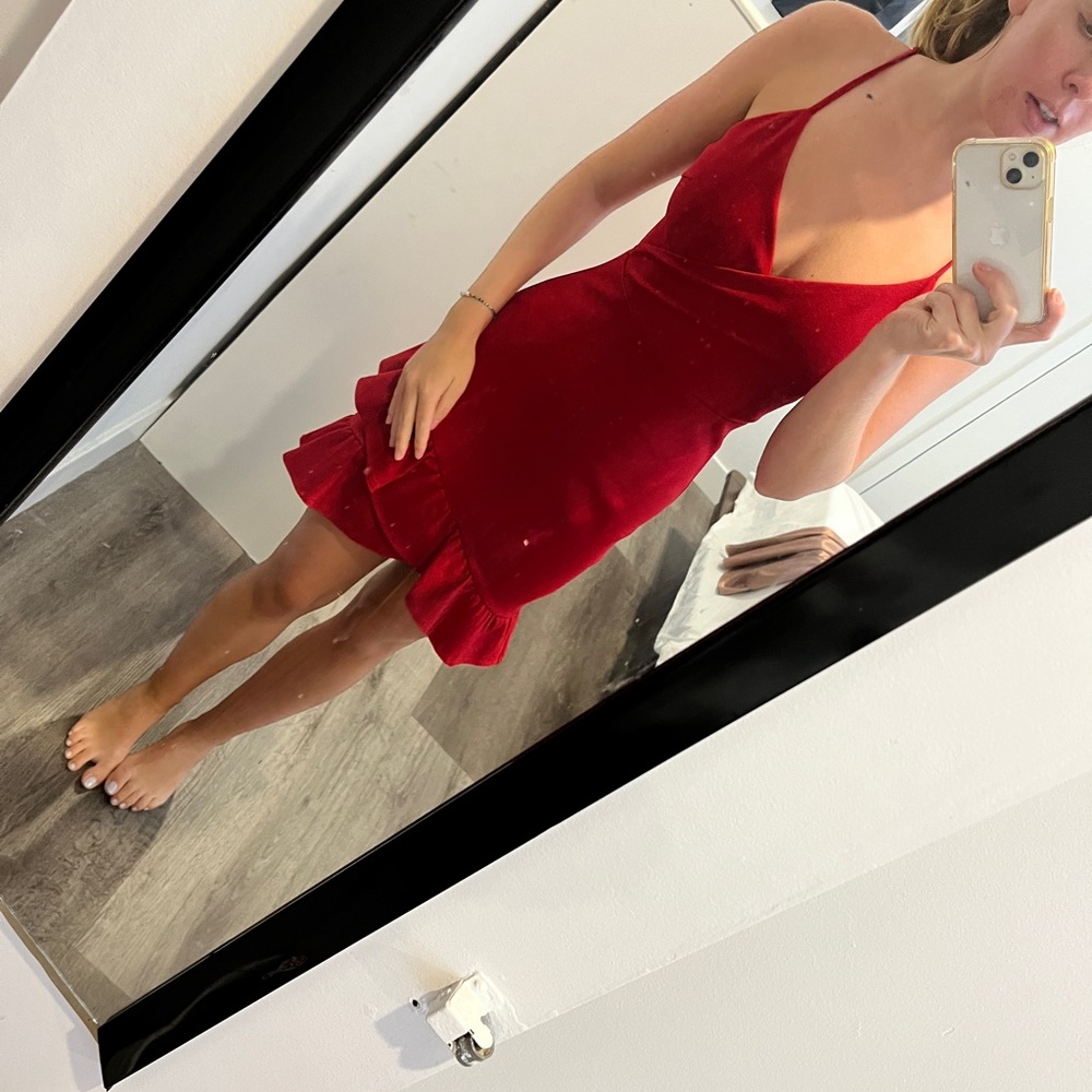 Red dress with ruffle